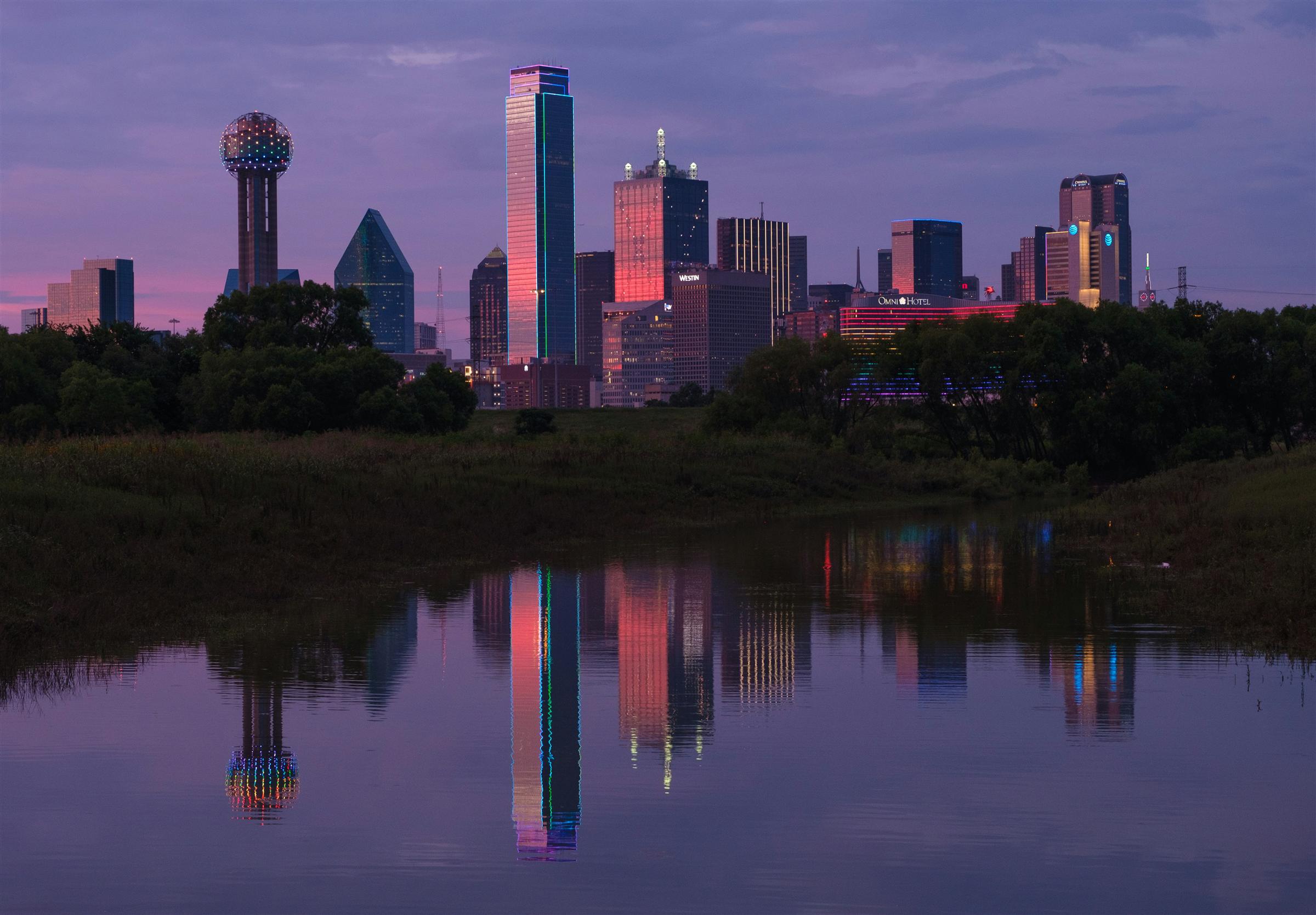 The Dallas skyline at dusk